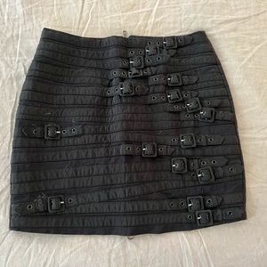 Madison Marcus black buckle mini skirt